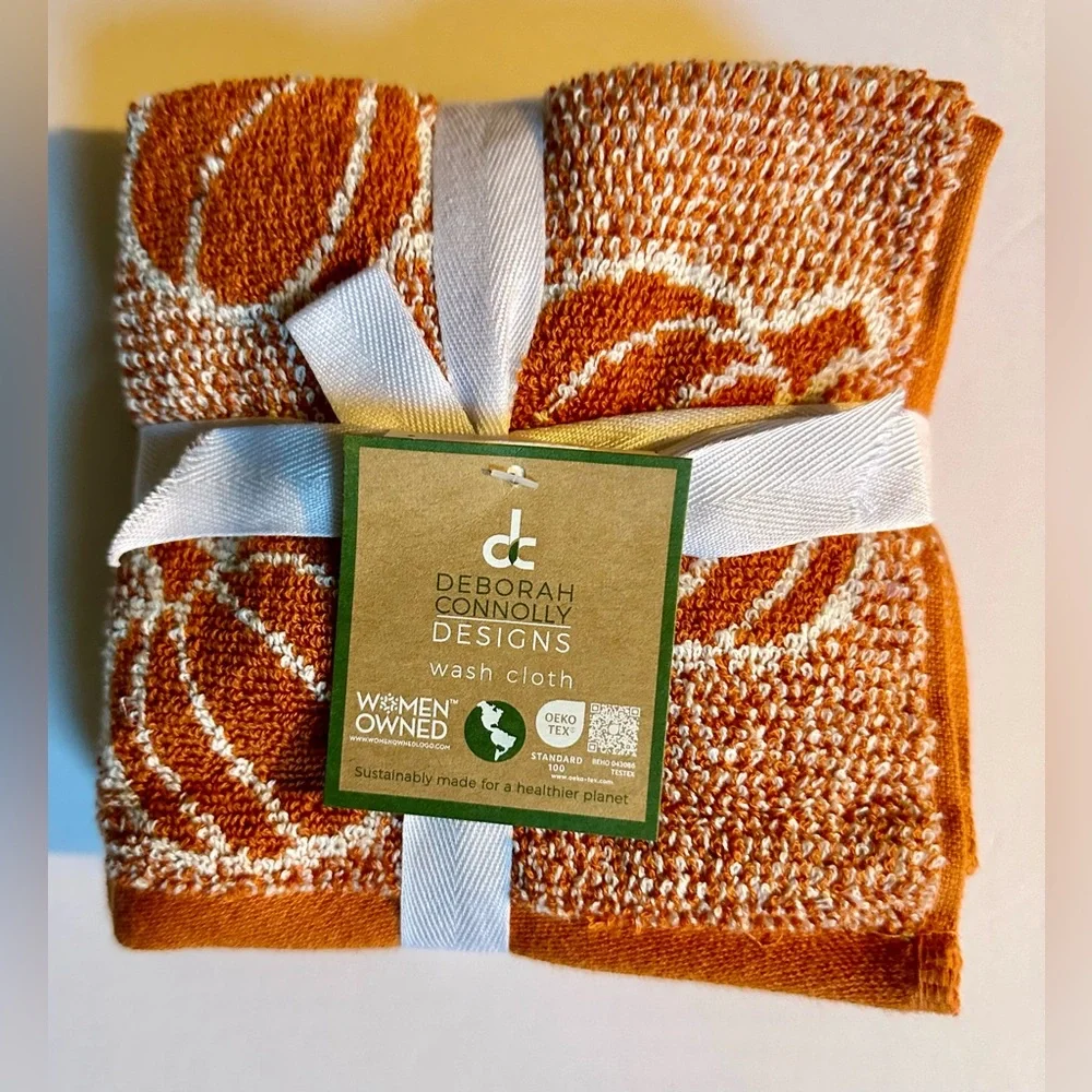 8pc Deborah Connolly Pumpkin Print Bath Towel Set With Fringe - Pump Min…